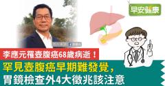 李應元罹壺腹癌68歲病逝！罕見壺腹癌早期難發覺，胃鏡檢查外4大徵兆該注意