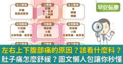 半夜肚子痛怎麼舒緩？左右上下腹部痛的原因？肚子陣痛拉不出來、想吐怎麼辦？該吃什麼、看什麼科？擔心確診！圖文懶人包讓你秒懂